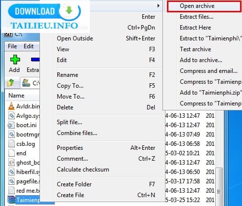 Giả nén dữ liệu bằng mềm 7-Zip