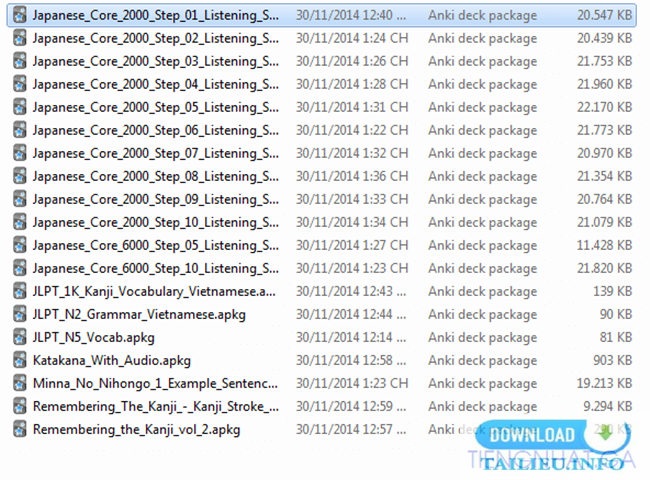 File nghe trong Anki