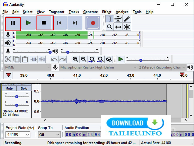 Cách dùng phần mềm Audacity ghi âm thanh 6