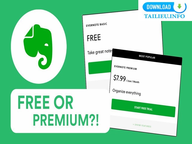 Các phiên bản của phần mềm Evernote