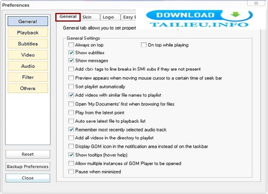 Sử dụng GOM Media Player