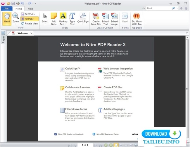 tải phần mềm đọc tập tin PDF Nitro Reader
