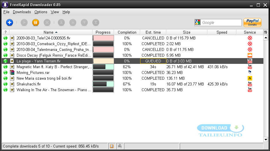 cài đặt Free Rapid Downloader