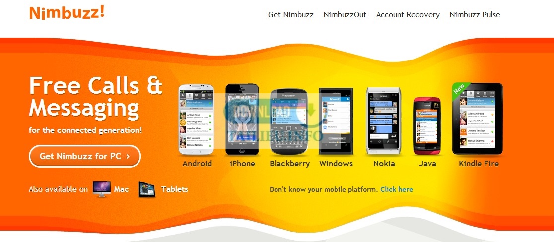 Giao diện website của nimbuzz