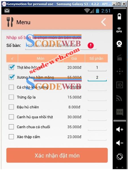 Free Androi Quản Lý Đặt Món Ăn Full Báo Cáo