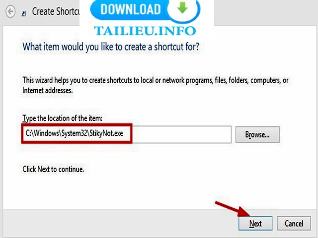 Cách tạo Shortcut cho phần mềm Sticky Notes