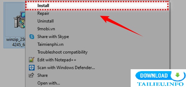 Cài đặt phần mềm WinZIP 