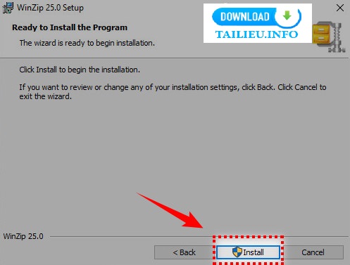 Cài đặt phần mền WinZip bước 4