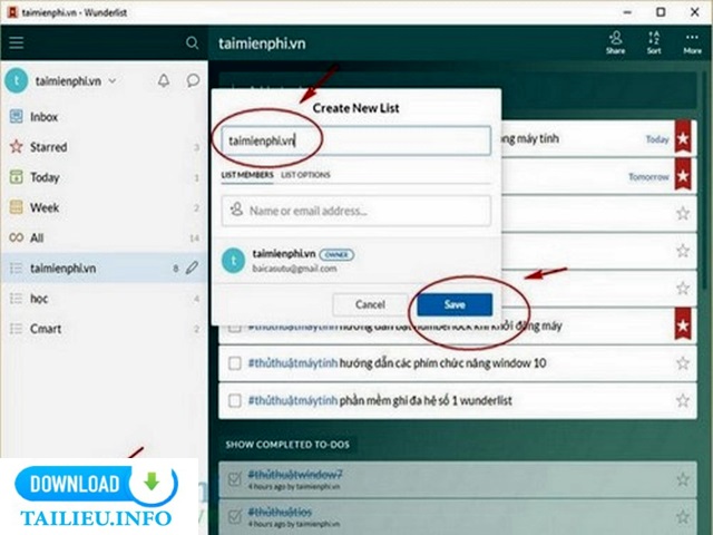 Hướng dẫn sử dụng phần mềm Wunderlist 9